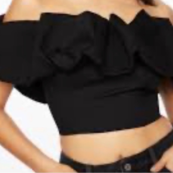 Dynamite Black Ruffled Off-Shoulder Top - Picture 4 of 5